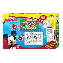 Coloring Puzzle Disney Mickey Mouse 2 Sides with 3 Coloring Pages 24Pcs 41x28 cm.