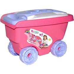 BRICKS IN A CART 42PCS PINK 24,5X17X17CM LUNA