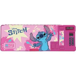 PENCIL CASE WITH MAGNETIC 26X9X3.2CM STITCH PINK FLOWERS