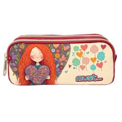 School Pencil Case Must Energy Red Heart 2 Cases