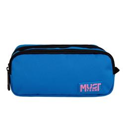 Κασετίνα Βαρελάκι Must Team Monochrome Μπλε Ανοιχτό με Ροζ 2 Θήκες