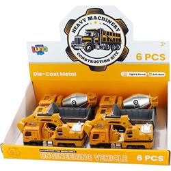 CONSTRUCTION TRUCKS 17X5,3X7,8CM PULL BACK WITH LIGHT AND SOUND 38,5X23,5X31CM LUNA