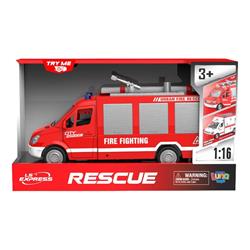 FIRE ENGINE VAN FRICTION 1:16 32X11,5X18,5CM WITH SOUND & LIGHT LUNA