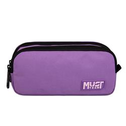 PENCIL CASE MUST TEAM MONOCHROME 21X6X9 2ZIPPERS LIGHT PURPLE WITH LILA