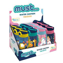 WATER BOTTLE PP 500ML 4DESIGNS MUST WITH STRAW 7X17,5CM