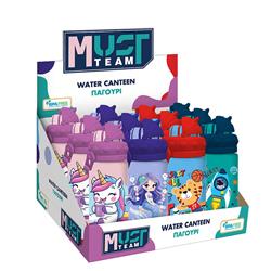 WATER CANTEEN PCTG 430ML WITH STRAW 7X17,5CM  MUST TEAM 4DES