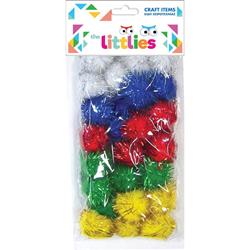 POM POM 15mm 30PCS 11 DIFFERENT COLORS GLITTER THE LITTLIES