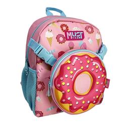School Backpack Kindergarten Must Team Donut 1 Case with Detachable Waist and Shoulder Bag