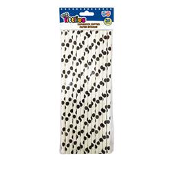 PAPER STRAWS 19,5CM 25PCS THE LITTLIES BLACK DOTS