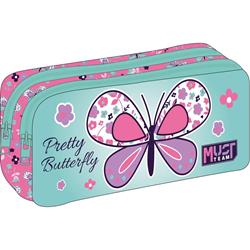 PENCIL CASE MUST TEAM 21Χ6Χ9 2ZIPPERS PRETTY BUTTERFLY