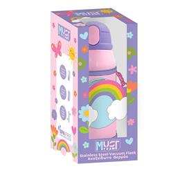 VACUUM FLASK STAINLESS STEEL 500ML WITH CASE & STRAW 21,5X8,5CM MUST TEAM RAINBOW