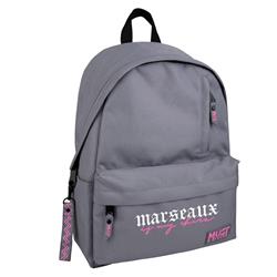 BACKPACK MUST TEAM MONOCHROME CLASSIC 32X17X42 SINGLE POCKET LIGHT GREY WITH PINK