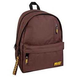 BACKPACK MUST TEAM MONOCHROME CLASSIC 32Χ19Χ42 DOUBLE POCKET BROWN WITH YELLOW