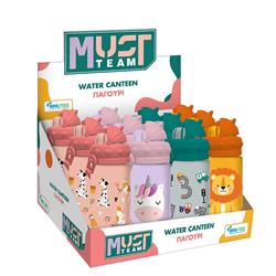 WATER CANTEEN PCTG 430ML WITH STRAW 7X17,5CM  MUST TEAM 4DES