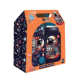 LUNCH BOX PP 800ML & WATER CANTEEN STAINLESS STEEL  500ML SET MUST TEAM ASTRONAUT