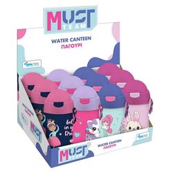 WATER CANTEEN PP 500ML WITH STRAW 9X19CM GIRL 4DES MUST TEAM