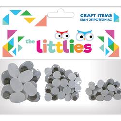 WIGGLE EYES 20x10mm OV-40x10mm RND-14x20mm OV  74PCS THE LITTLIES