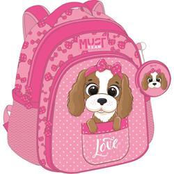 BACKPACK MUST TEAM 27X10X31CM 2 CASES DOG WITH PINK BOW