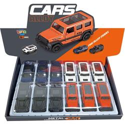 VEHICLE 4X4XMETALLIC PULL BACK 1:43 AND OPENING DOORS 4COL LUNA