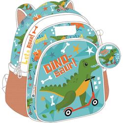 BACKPACK MUST TEAM 27X10X31CM 2 CASES DINOSAUR IN SCOOTER