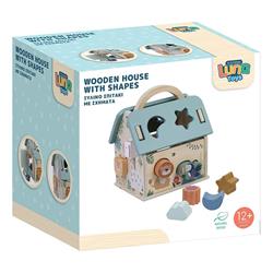 WOODEN HOUSE WITH SHAPES 17Χ12Χ20CM LUNA