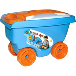 BRICKS IN A CART 42PCS BLUE 24,5X17X17CM LUNA