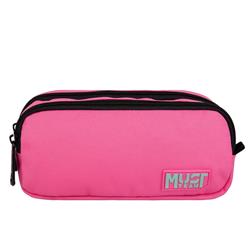 PENCIL CASE MUST TEAM MONOCHROME 21X6X9 2ZIPPERS PINK WITH MENTA