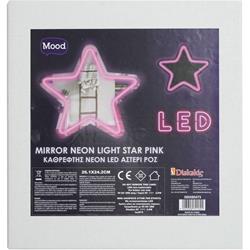 MIRROR NEON LIGHT STAR PINK 25,7X24,2 MOOD