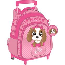 TROLLEY BAG MUST TEAM 27X10X31CM 2CASES DOG WITH PINK BOW