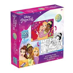 Coloring Puzzle 2Sides 100Pcs Disney Princess