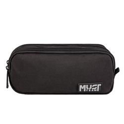 PENCIL CASE MUST TEAM MONOCHROME 21X6X9 2ZIPPERS BLACK WITH GREY