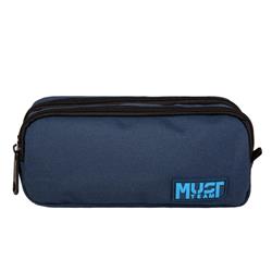 PENCIL CASE MUST TEAM MONOCHROME 21X6X9 2ZIPPERS BLUE WITH LIGHT BLUE