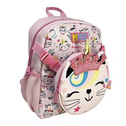 School Backpack Kindergarten Must Team Cat 1 Case with Detachable Waist and Shoulder Bag