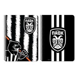 SPIRAL NOTEBOOK 17X25 2SUBS 60SH PAOK  2DESIGNS.
