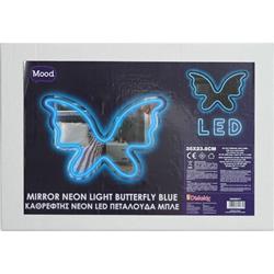 MIRROR NEON LIGHT BUTTERFLY BLUE 35X23.8 MOOD
