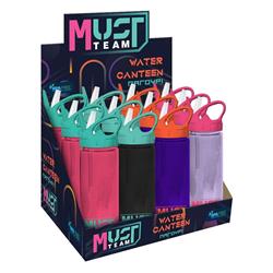 Water Canteen Must Team Plastic 500ml with Straw 6.5x21.5 4 Colors