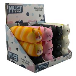 SILICONE PENCIL POUCH MUST TEAM 20X5X6 CATS 4COLOURS