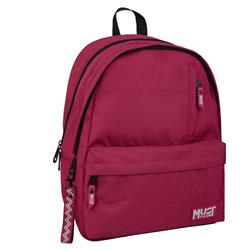 BACKPACK MUST TEAM MONOCHROME CLASSIC 32Χ19Χ42 DOUBLE POCKET BORDEAUX WITH GREY