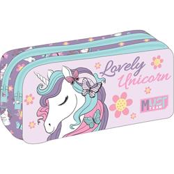 PENCIL CASE MUST TEAM 21Χ6Χ9 2ZIPPERS LOVELY UNICORN