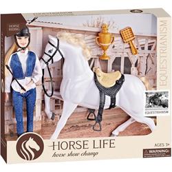 DOLL 29CM WITH WHITE HORSE 38X9X33CM LUNA