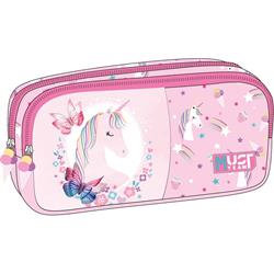 PENCIL CASE MUST TEAM ENERGY 21X6X9CM 2ZIPPERS PINK UNICORN