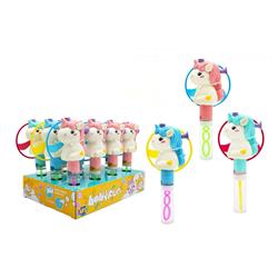 BUBBLE STICK UNICORN WITH FAN 10X7X21CM 3COL LUNA
