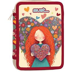 Σχολική Κασετίνα Διπλή Γεμάτη Must Red Heart