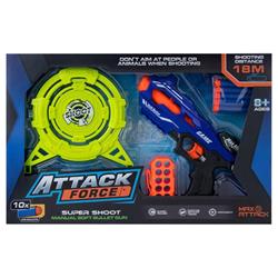 SOFT BULLET GUN WITH 10 SOFT BULLETS & TARGET 25X5,5X16CM LUNA