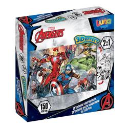 Παζλ Lenticular Avengers Luna Toys 2 σε 1 Χρωματισμού 2 όψεων με 3D Effect 150 Τμx. 45,7x30,4 εκ.