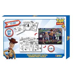 Coloring Puzzle 2 Sides Disney Toy Story with 3 Coloring Pages, Luna Toys Toys, 24 Pieces, 41x28 cm.