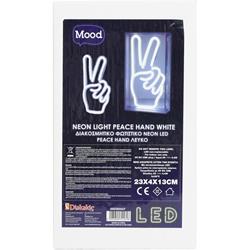 ΔΙΑΚΟΣΜΗΤΙΚΟ ΦΩΤΙΣΤΙΚΟ NEON LED PEACE HAND ΛΕΥΚΟ 23X4X13 MOOD