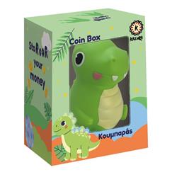 COIN BOX KAZURA 16X12X20CM LITTLE DINOSAUR LIGHT GREEN