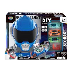 PARKING LOT HELMET WITH 3 METALLIC CARS 2COL 32X12,5X22,5CM LUNA