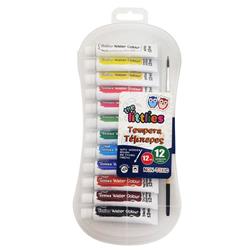 TEMPERA 12ML 12COLORS ASS WITH WOODEN BRUSH IN PP BOX THE LITTLIES